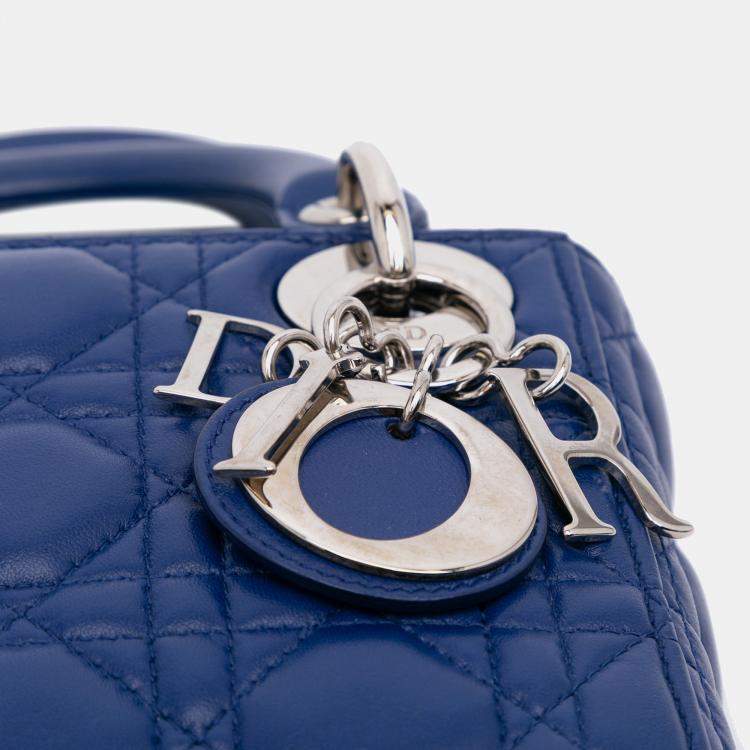 Pre Owned Dior Mini Lambskin Blue Cannage Lady Dior