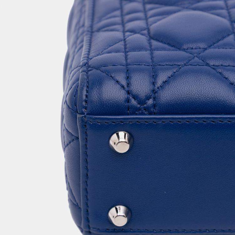 Pre Owned Dior Mini Lambskin Blue Cannage Lady Dior