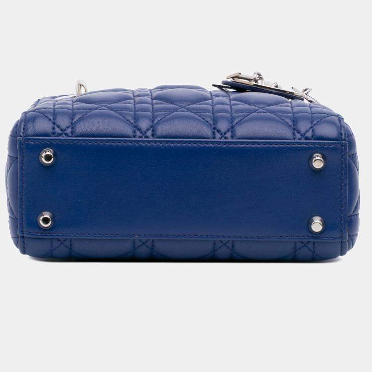 Pre Owned Dior Mini Lambskin Blue Cannage Lady Dior