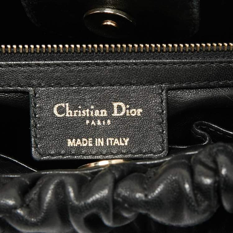 Pre Owned Dior Black Quilted Cannage Leather Delices Gaufre Tote