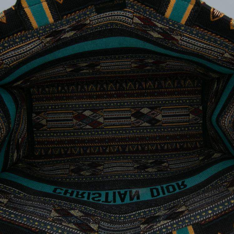 Pre Owned Dior Blue Large Embroidered Canvas Book Tote