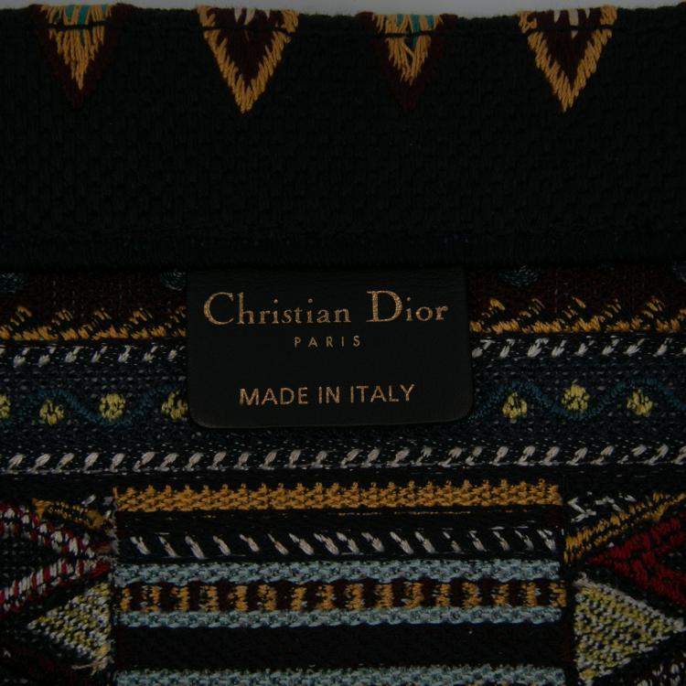Pre Owned Dior Blue Large Embroidered Canvas Book Tote