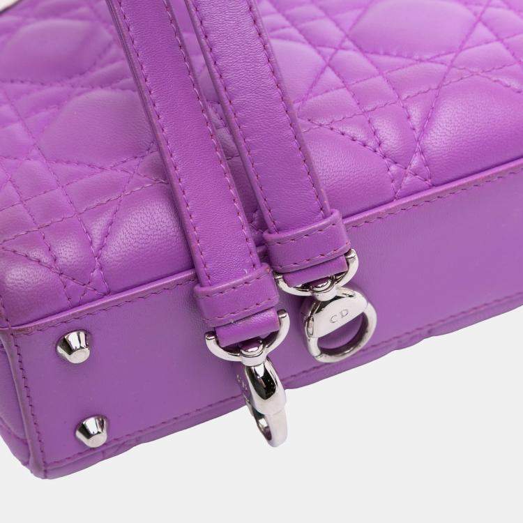 Pre Owned Dior Purple Mini Lambskin Cannage Lady Dior