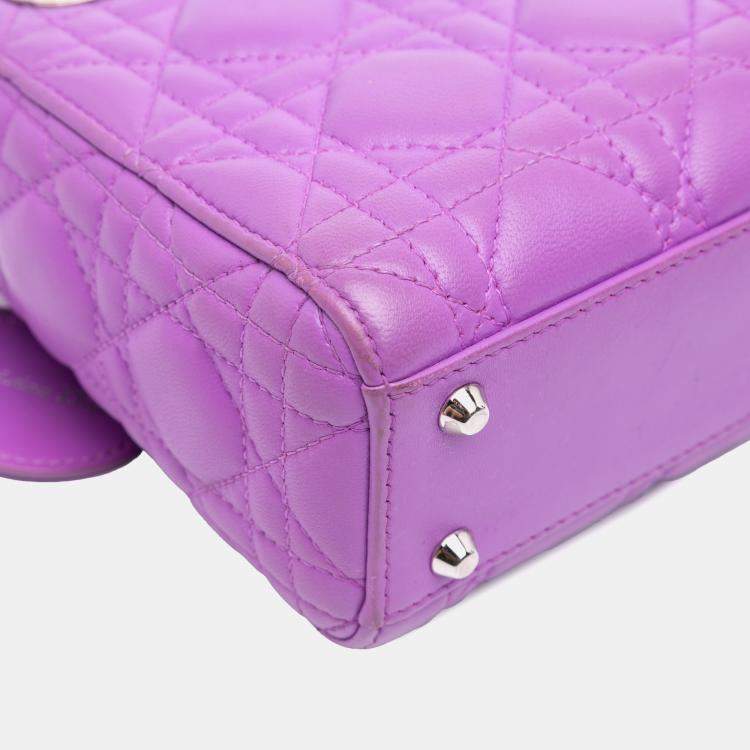 Pre Owned Dior Purple Mini Lambskin Cannage Lady Dior