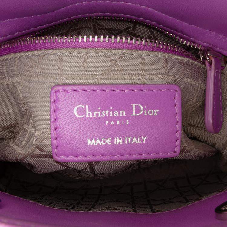 Pre Owned Dior Purple Mini Lambskin Cannage Lady Dior