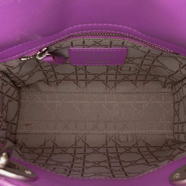 Pre Owned Dior Purple Mini Lambskin Cannage Lady Dior