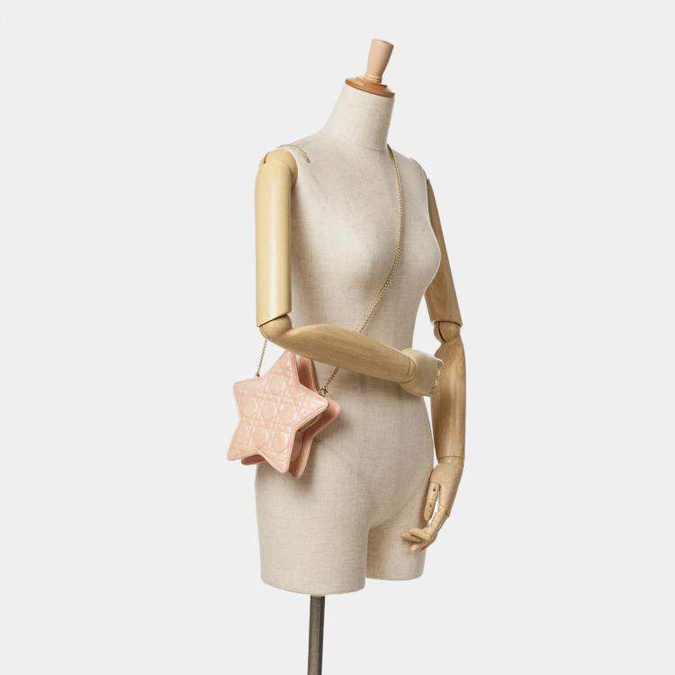 Pre Owned Dior Kids Star Pink Cannage Lambskin Crossbody Bag