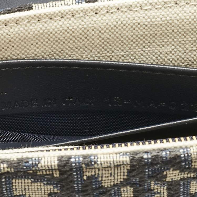 Pre Owned Dior Navy Blue/Beige Oblique Canvas Medium Saddle Chain Pouch
