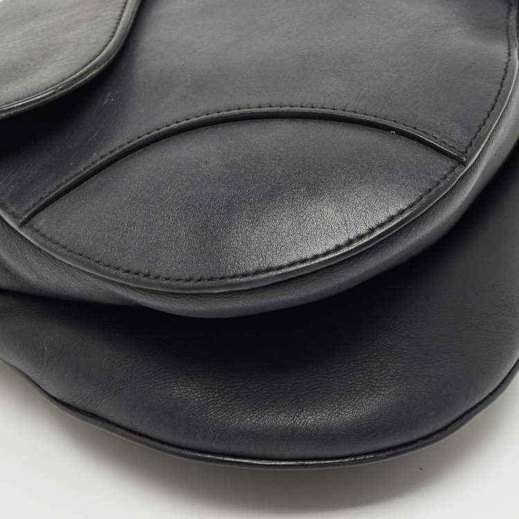 Pre Owned Dior Dark Grey Leather Saddle Bag