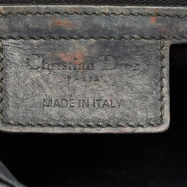 Pre Owned Dior Dark Grey Leather Saddle Bag