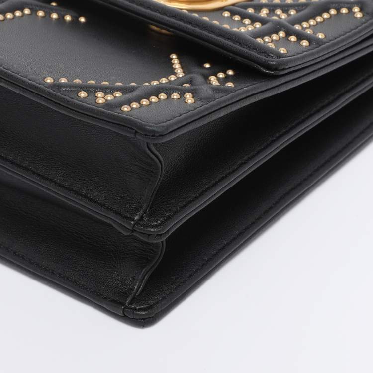 Pre Owned Dior Black Leather Studded Diorama Vertical Chain Clutch