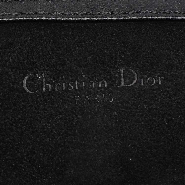 Pre Owned Dior Black Leather Studded Diorama Vertical Chain Clutch