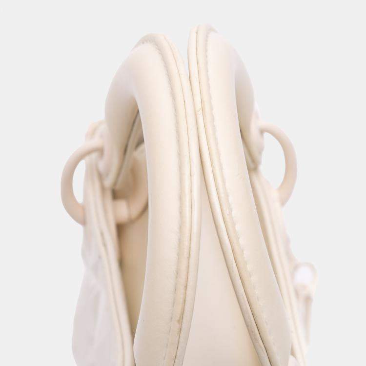Pre Owned Dior White Micro Ultra Matte Calfskin Cannage Diamond Motif Lady Dior