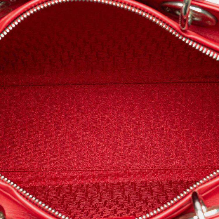 Pre Owned Dior Red Large Lambskin Cannage Lady Dior