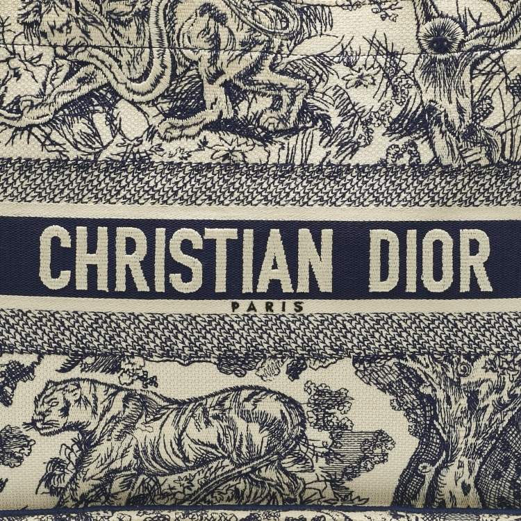 Pre Owned Dior Blue/Beige Toile De Jouy Embroidered Canvas Medium Book Tote 