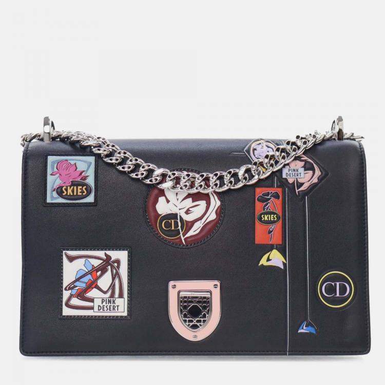 Pre Owned Dior Black Medium Calfskin Paradise Diorama Flap