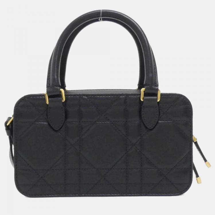 Pre Owned Christian Dior Black Cannage Leather Handbag