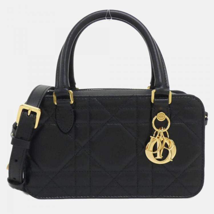 Pre Owned Christian Dior Black Cannage Leather Handbag