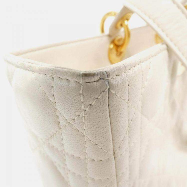مملوكة مسبقًا Christian Dior Lady Dior Large Ivory Leather Handbag