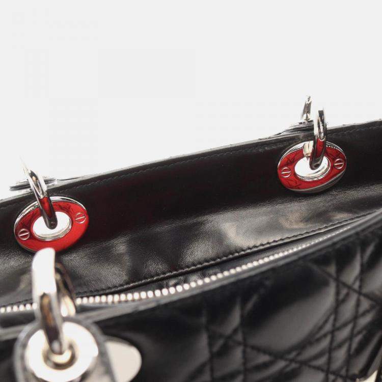 Pre Owned Christian Dior Lady Large Black Cannage Leather Handbag
