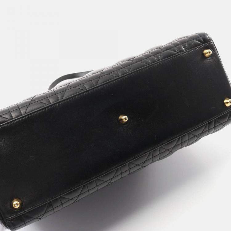 Pre Owned Christian Dior Lady Large Black Cannage Leather Handbag