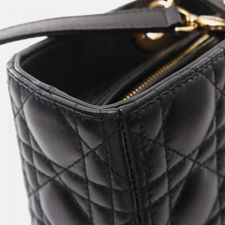 Pre Owned Christian Dior Lady Large Black Cannage Leather Handbag