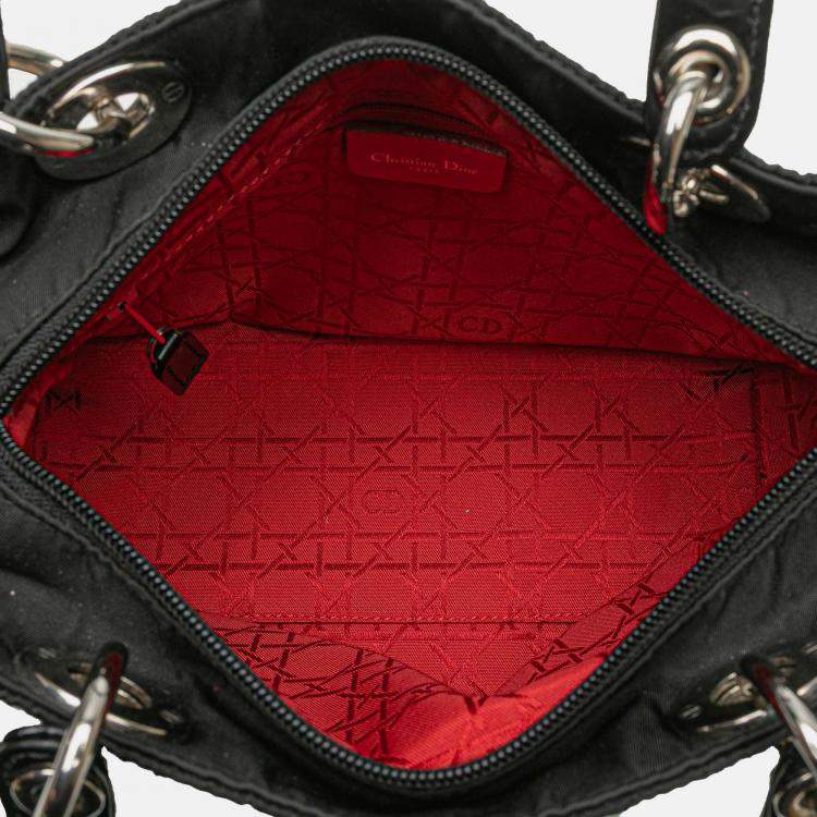 Pre Owned Dior Black Medium Nylon Cannage Lady Dior
