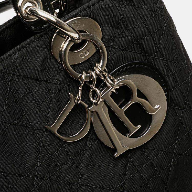 Pre Owned Dior Black Medium Nylon Cannage Lady Dior