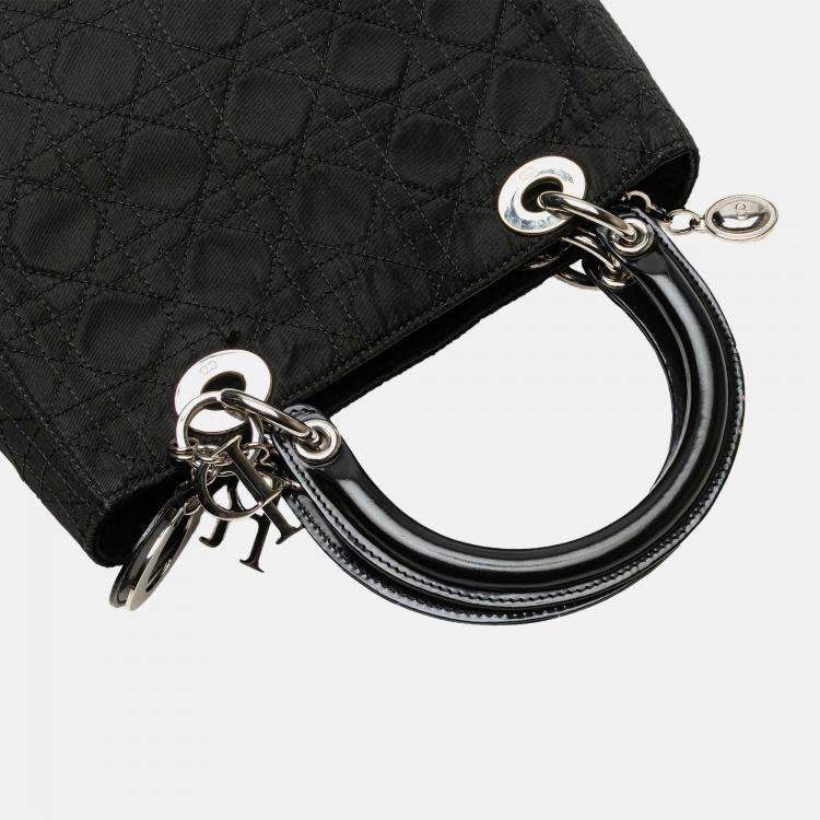 Pre Owned Dior Black Medium Nylon Cannage Lady Dior