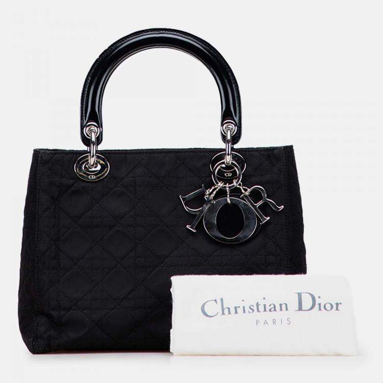 Pre Owned Dior Black Medium Nylon Cannage Lady Dior