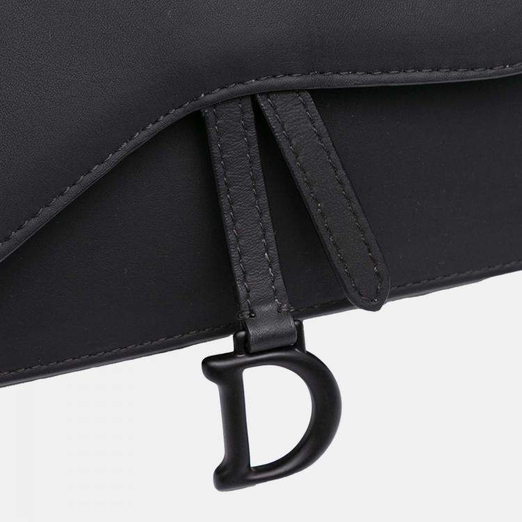Pre Owned Dior Black Ultramatte Saddle Belt Bag