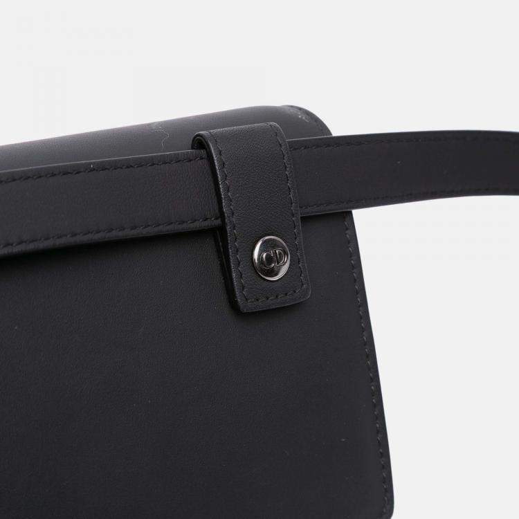 Pre Owned Dior Black Ultramatte Saddle Belt Bag