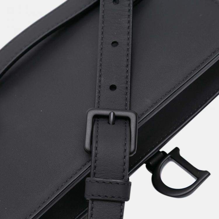 Pre Owned Dior Black Ultramatte Saddle Belt Bag