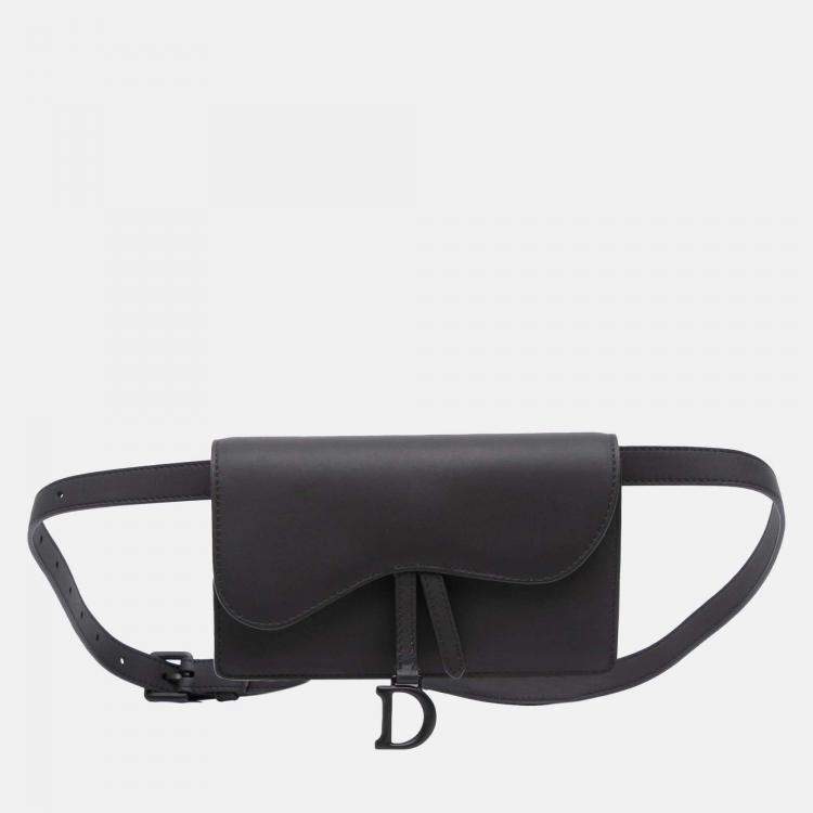 Pre Owned Dior Black Ultramatte Saddle Belt Bag