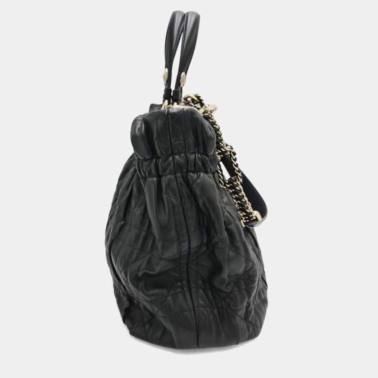 Pre Owned Dior Quilted Cannage Leather Delices Gaufre Tote