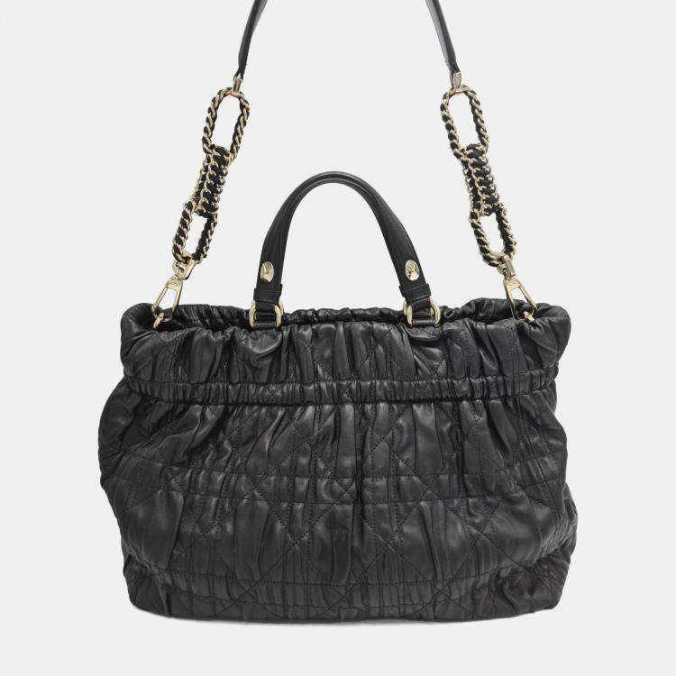 Pre Owned Dior Quilted Cannage Leather Delices Gaufre Tote