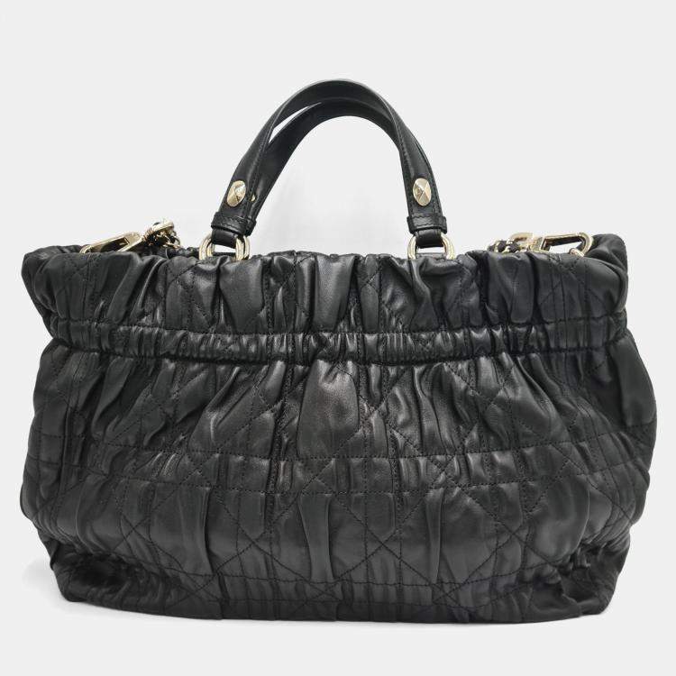 Pre Owned Dior Quilted Cannage Leather Delices Gaufre Tote
