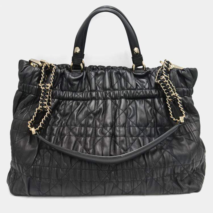 Pre Owned Dior Quilted Cannage Leather Delices Gaufre Tote