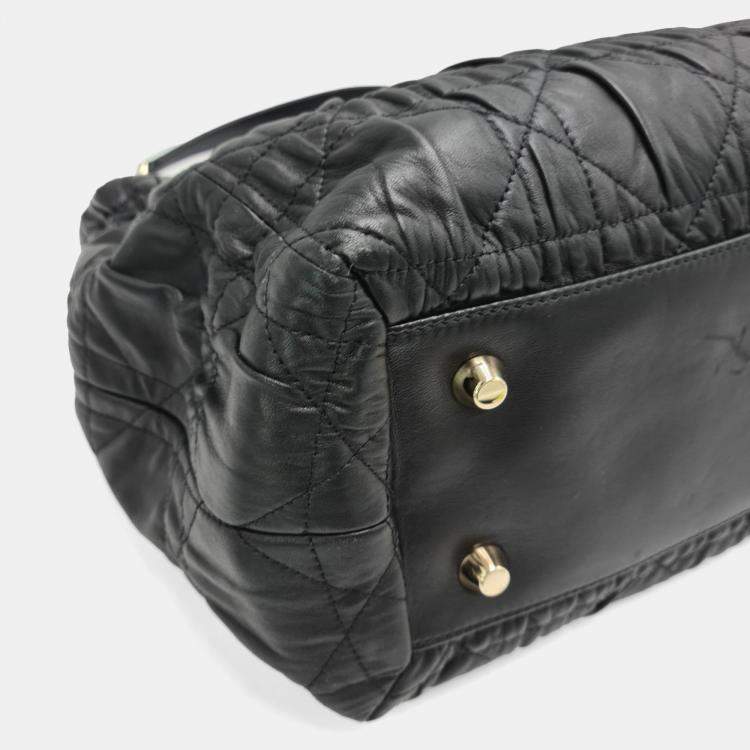 Pre Owned Dior Quilted Cannage Leather Delices Gaufre Tote