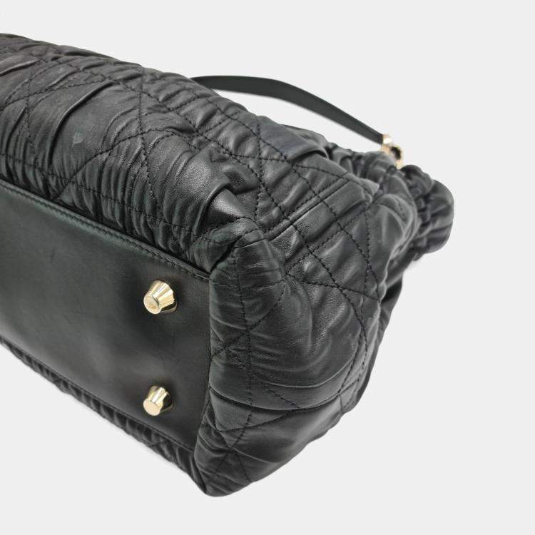 Pre Owned Dior Quilted Cannage Leather Delices Gaufre Tote