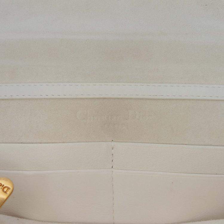 Pre Owned Dior Cream Studded Calfskin Cannage Lady Dior Wallet on Chain