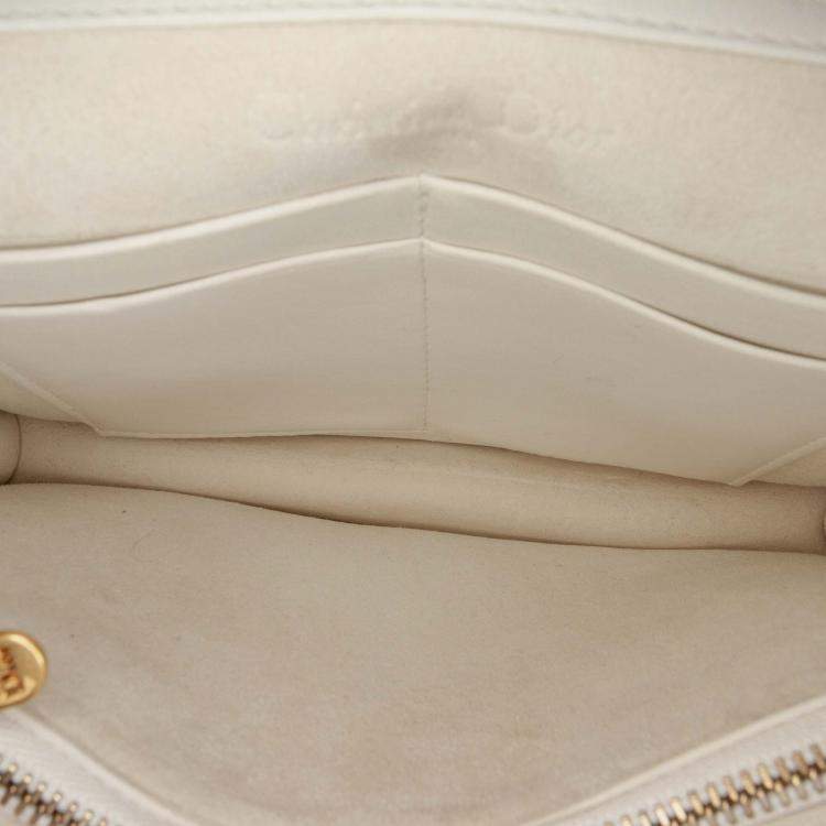 Pre Owned Dior Cream Studded Calfskin Cannage Lady Dior Wallet on Chain