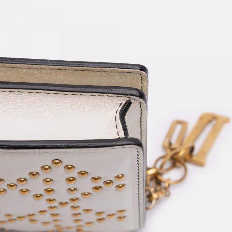 Pre Owned Dior Cream Studded Calfskin Cannage Lady Dior Wallet on Chain