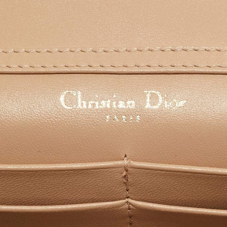 Pre Owned Dior Beige Leather Diorama Wallet on Chain