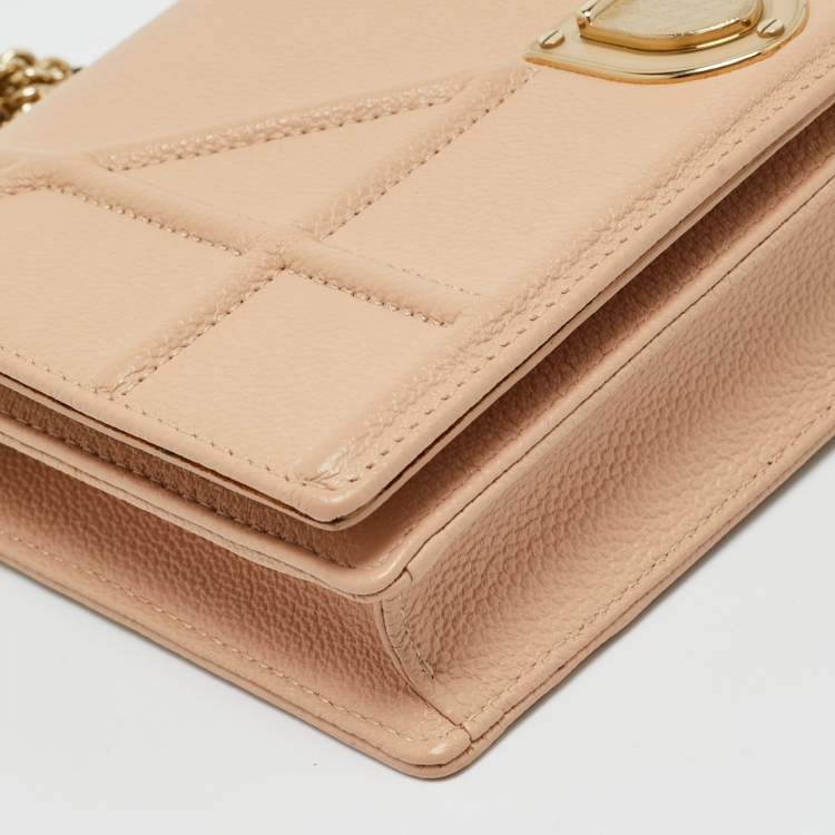 Pre Owned Dior Beige Leather Diorama Wallet on Chain