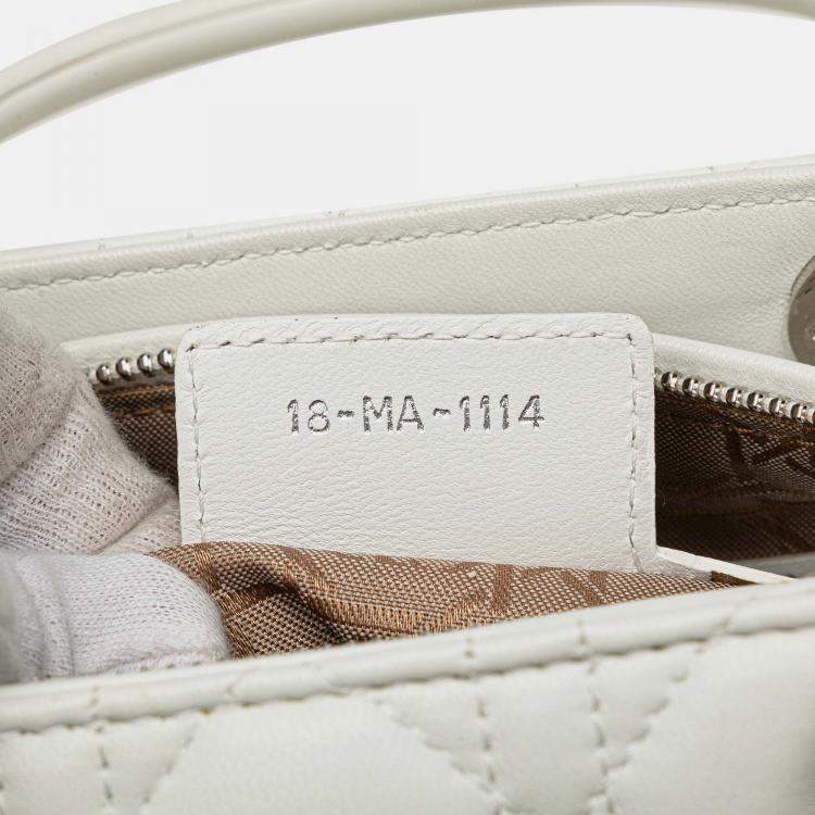 Pre Owned Dior White Medium Lambskin Cannage Lady Dior