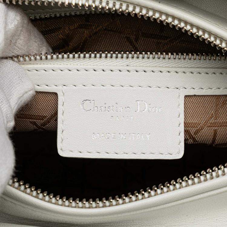 Pre Owned Dior White Medium Lambskin Cannage Lady Dior