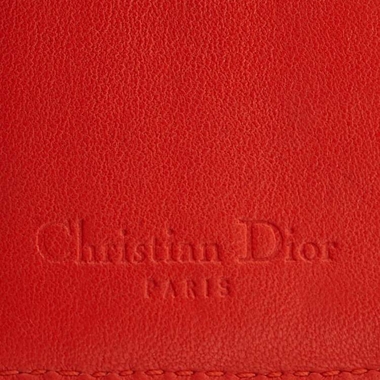 Pre Owned Dior Pink Cannage Leather Lady Dior Trifold Compact Wallet