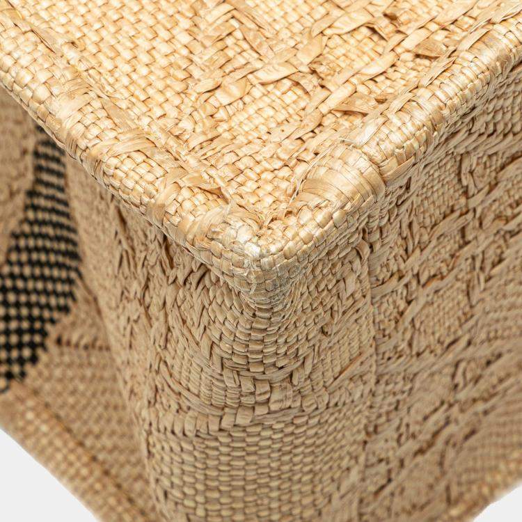 Pre Owned Dior Brown Small Raffia Cannage Book Tote