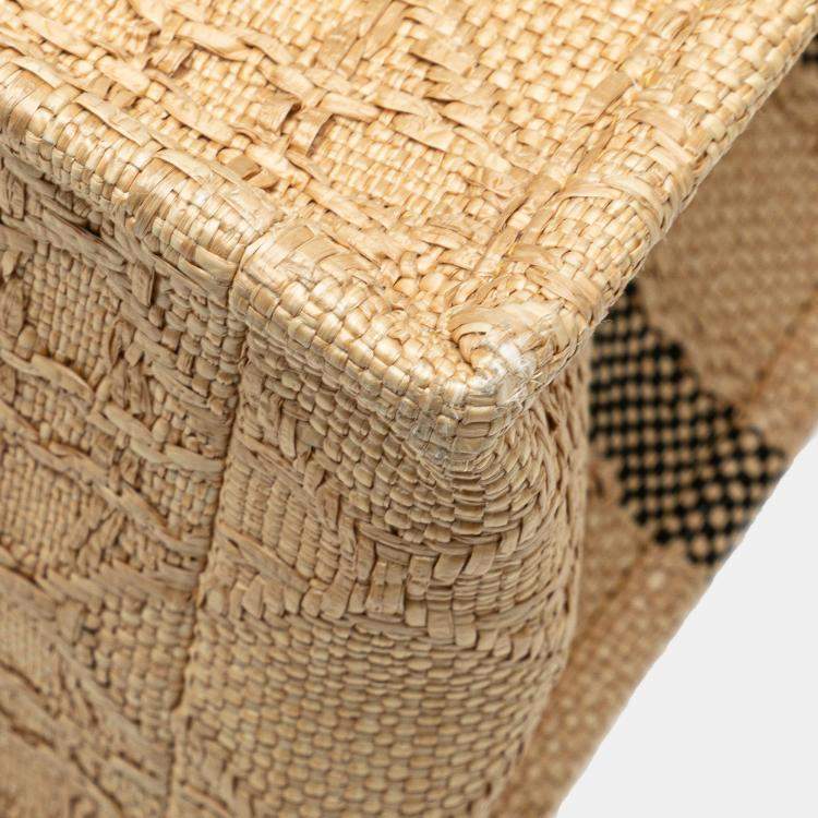 Pre Owned Dior Brown Small Raffia Cannage Book Tote
